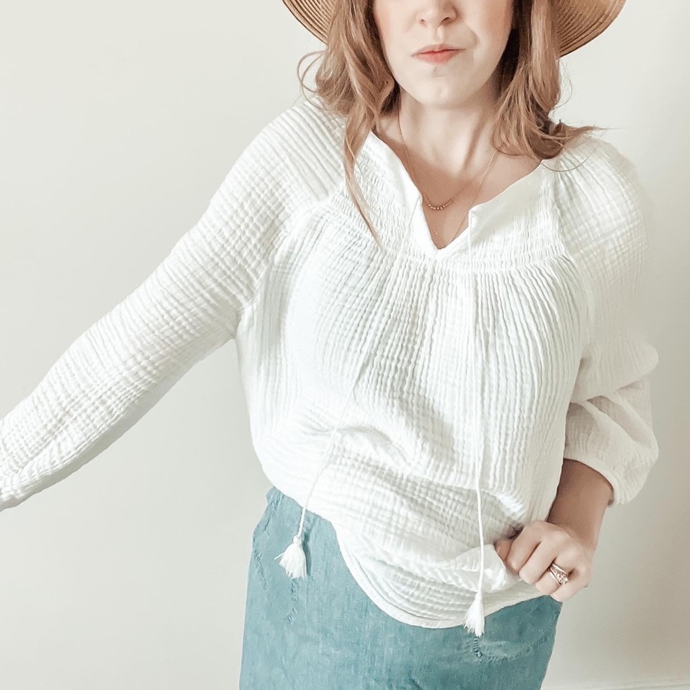 BeachLunchLounge Crisp White Gauze Top